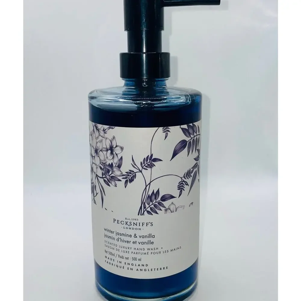 Pecksniffs England Winter Jasmine Vanilla Luxury Glass Bottle Hand Soap 16.9oz